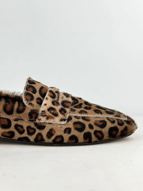 DOHA Tay tüyü Hakiki deri Leopar Loafer